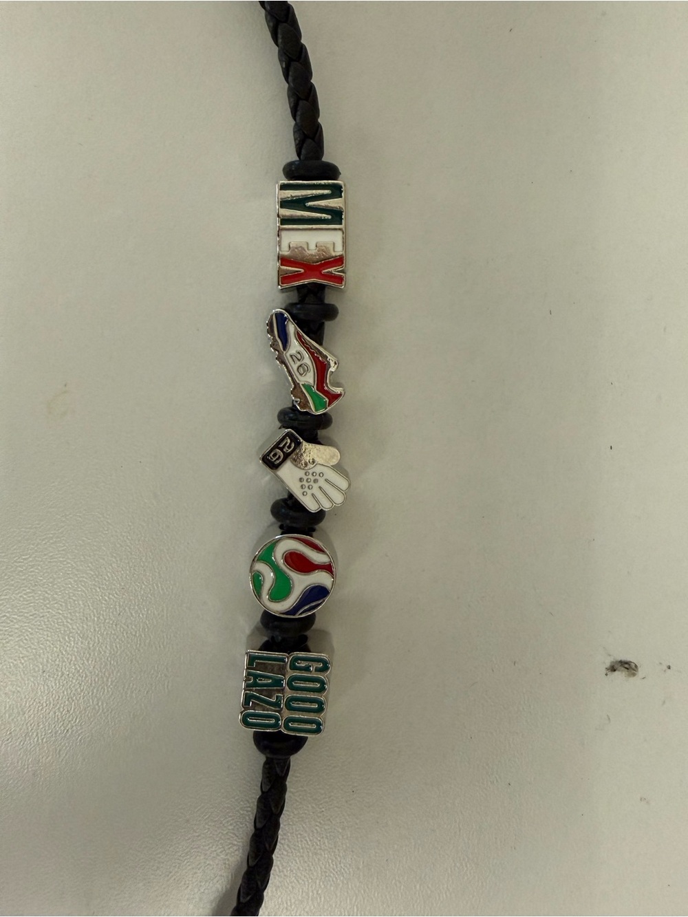 FIFA Soccer Charm Braided Leather Bracelet with Multicolor Enamel Charms - Picture 9 of 10